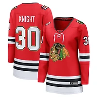 Maillot de joueuse échappée du centenaire des Blackhawks Chicago pour femmes, Spencer Knight, rouge