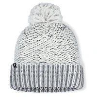 Women's Fanatics White/Gray Chicago Blackhawks Fundamental Mist Cuffed Knit Hat with Pom
