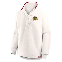 Pull à demi-boutons en sherpa Rush blanc Chicago Blackhawks pour femme (Fanatics)