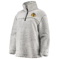Women's G-III 4Her by Carl Banks Gray Chicago Blackhawks Sherpa Quarter-Zip Pullover Jacket