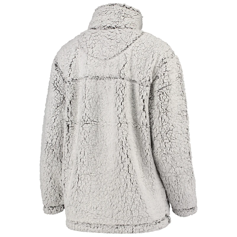 Women's G-III 4Her by Carl Banks Gray Chicago Blackhawks Sherpa Quarter-Zip Pullover Jacket