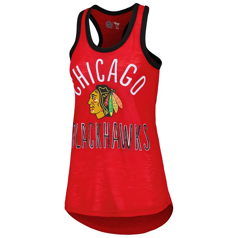 Débardeur rouge à col rond et dos nageur G-III 4Her par Carl Banks pour femmes des Blackhawks de Chicago