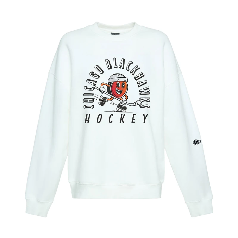 Women's Hype and Vice White Chicago Blackhawks Action Mascot Oversized Sweatshirt