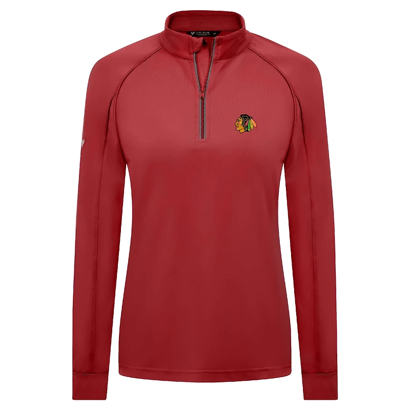 Women's Levelwear Red Chicago Blackhawks Kinetic Insignia Core Raglan Quarter-Zip Top