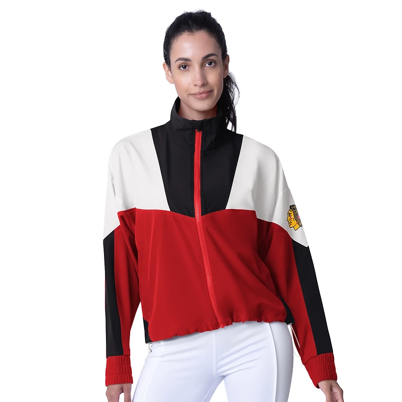 Veste zippée Tessa pour femme MSX by Michael Strahan rouge/noir des Chicago Blackhawks