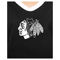 T-shirt noir à strass pour femme New Era Game Day des Chicago Blackhawks