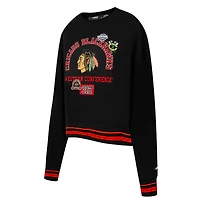 Sweat-shirt court Pro Standard noir pour femme avec code régional des Chicago Blackhawks