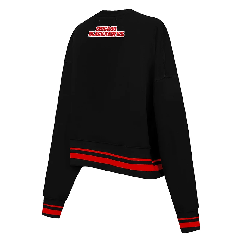 Sweat-shirt court Pro Standard noir pour femme avec code régional des Chicago Blackhawks