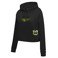 Sweat à capuche court pour femme Pro Standard Chicago Blackhawks Jewels noir