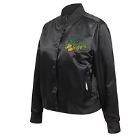 Veste en satin à boutons-pression pour femme Pro Standard Black Chicago Blackhawks avec strass
