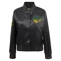 Veste en satin à boutons-pression pour femme Pro Standard Black Chicago Blackhawks avec strass