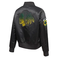 Veste en satin à boutons-pression pour femme Pro Standard Black Chicago Blackhawks avec strass