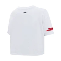 T-shirt court Pro Standard blanc des Blackhawks de Chicago pour femmes Boxy Script Tail