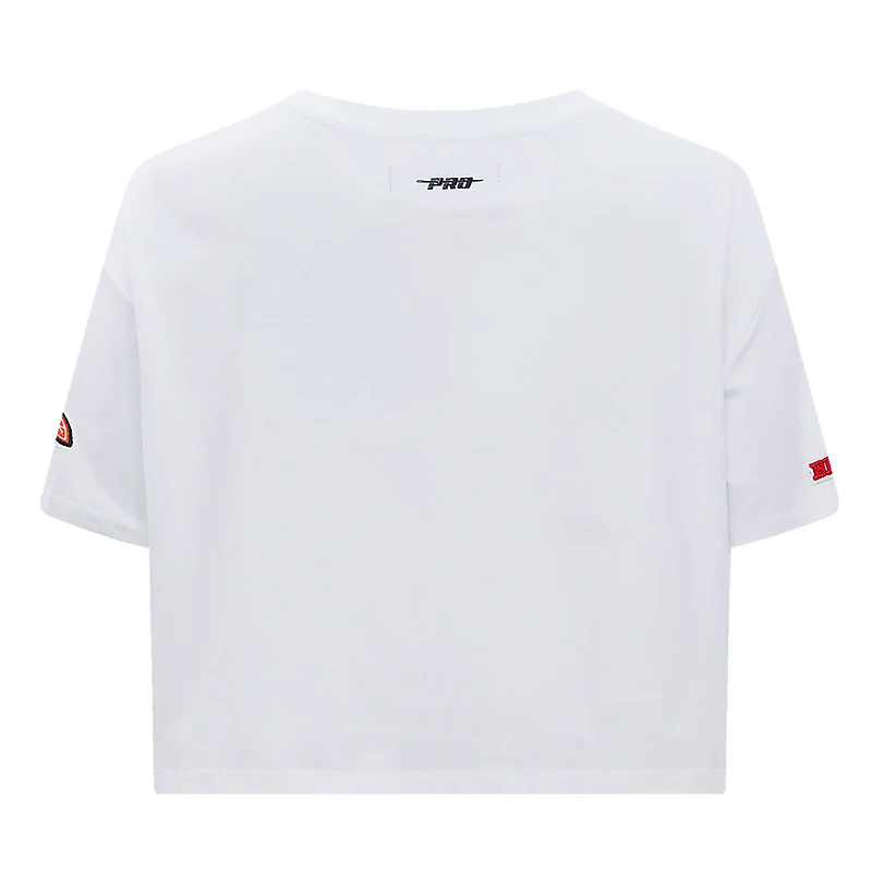 T-shirt court Pro Standard blanc des Blackhawks de Chicago pour femmes Boxy Script Tail