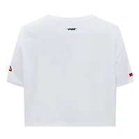 T-shirt court Pro Standard blanc des Blackhawks de Chicago pour femmes Boxy Script Tail