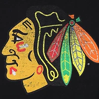 Profil femme Connor Bedard Black Chicago Blackhawks T-shirt à manches longues imprimé vieilli avec nom et numéro, grande taille