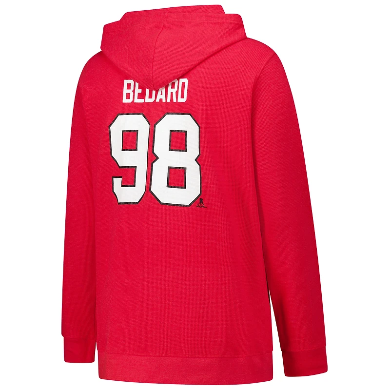 Women's Profile Connor Bedard Red Chicago Blackhawks Plus Name & Number Thermal Pullover Hoodie