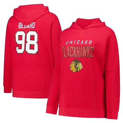 Sweat à capuche thermique taille plus avec nom et numéro pour femme Connor Bedard Red Chicago Blackhawks