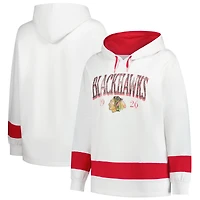 Sweat à capuche blanc grande taille pour femme des Blackhawks de Chicago