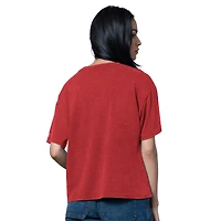 T-shirt surdimensionné rouge chiné pour femme des Blackhawks de Chicago, membre du Temple la renommée