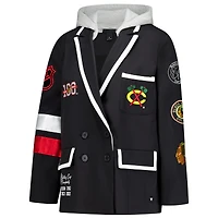 Women's The Wild Collective Black Chicago Blackhawks Original 6 Hooded Blazer
