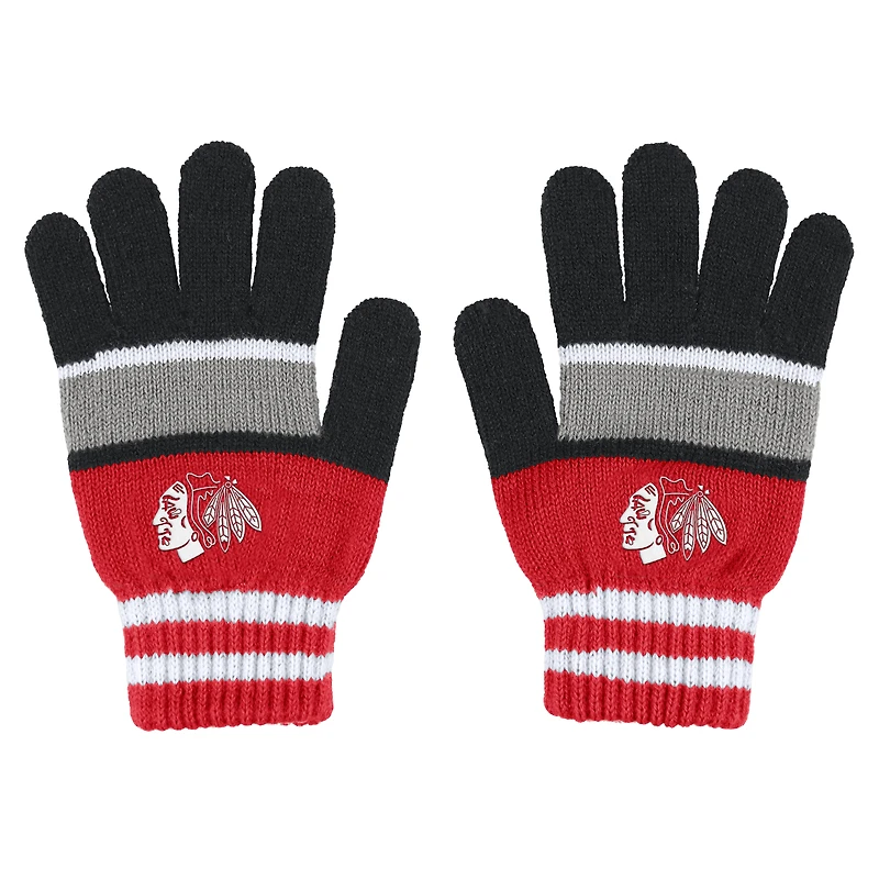 Women's WEAR by Erin Andrews Chicago Blackhawks Stripe Glove & Scarf Set