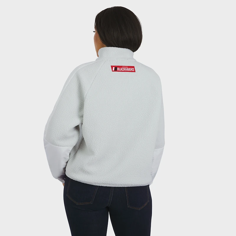 Women's WEAR by Erin Andrews Gray Chicago Blackhawks Polar Fleece Quarter-Zip Jacket