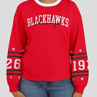 T-shirt de sport à manches longues rouge WEAR by Erin Andrews pour femme, des Blackhawks Chicago