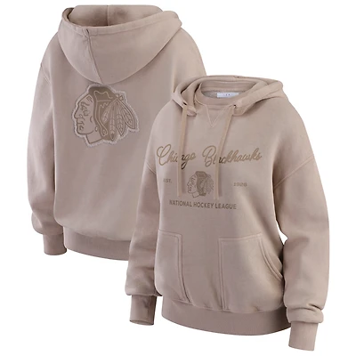 Women's WEAR by Erin Andrews  Tan Chicago Blackhawks Washed Pullover Crewdie