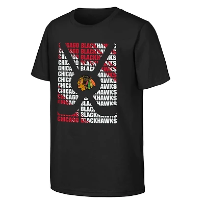 T-shirt noir pour jeunes des Blackhawks de Chicago