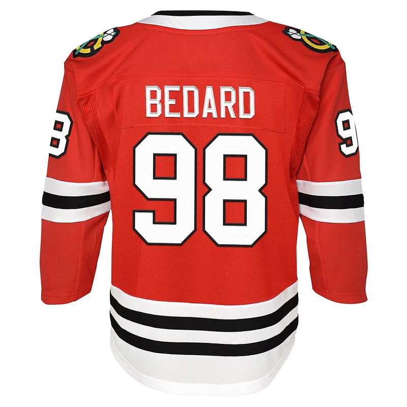 Maillot de joueur premier ministre à domicile des Blackhawks Chicago, rouge, Connor Bedard, pour jeunes