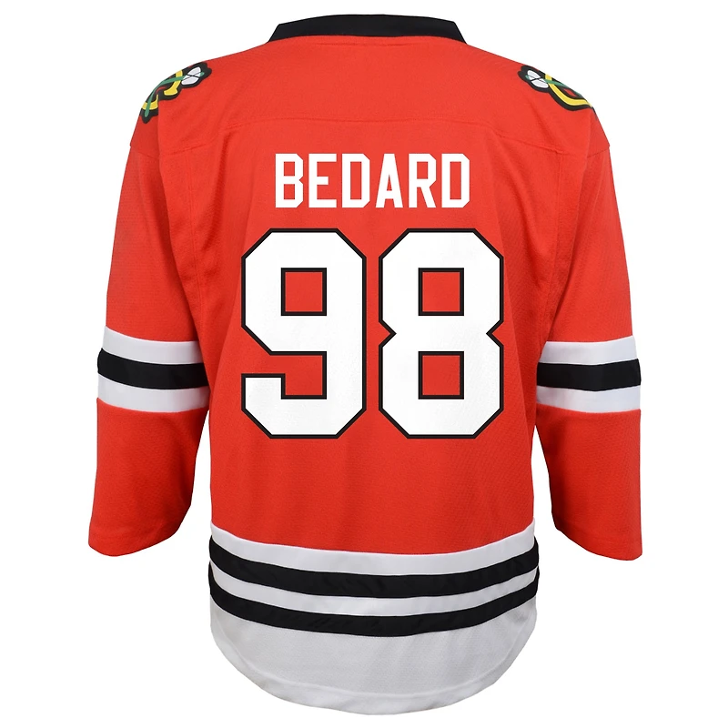 Maillot de joueur réplique à domicile des Blackhawks Chicago rouge Connor Bedard pour jeunes