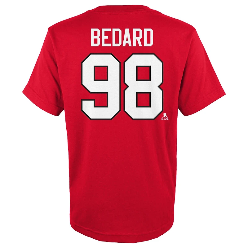 Youth Connor Bedard Red Chicago Blackhawks Name & Number T-Shirt