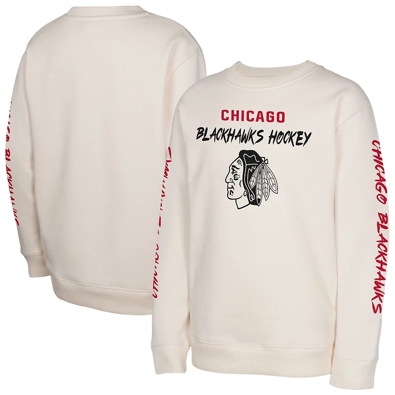 Sweat-shirt à enfiler Star Power des Chicago Blackhawks de couleur crème pour jeunes