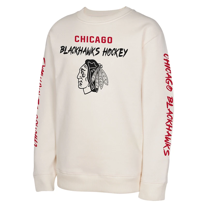 Sweat-shirt à enfiler Star Power des Chicago Blackhawks de couleur crème pour jeunes