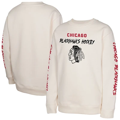Sweat-shirt à enfiler Star Power des Chicago Blackhawks de couleur crème pour jeunes