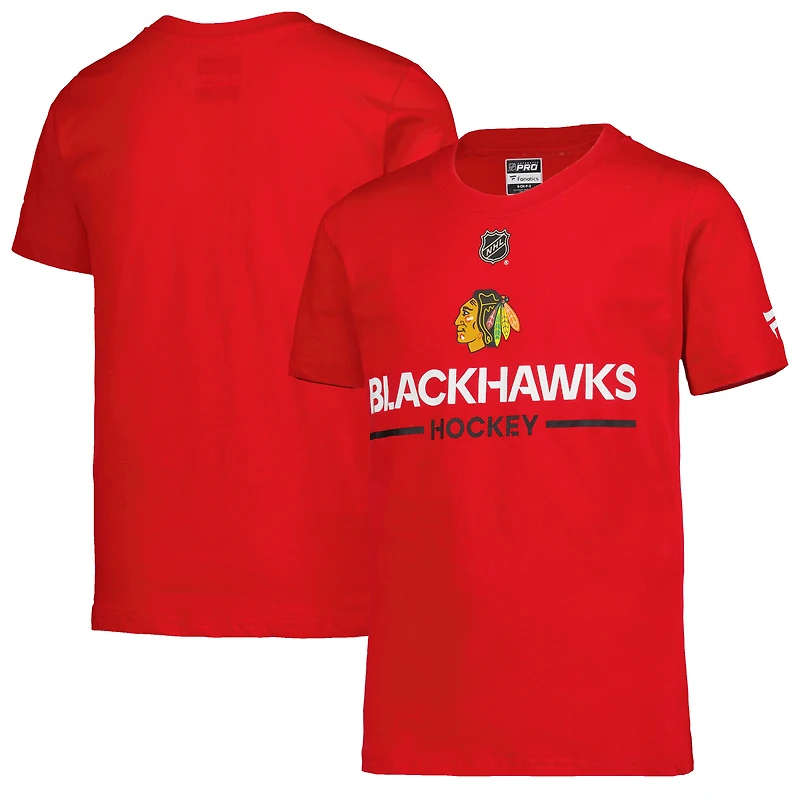 T-shirt authentique Pro Wordmark des Chicago Blackhawks pour jeunes fanatiques rouges
