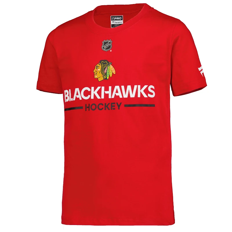 Youth Fanatics Red Chicago Blackhawks Authentic Pro Wordmark T-Shirt