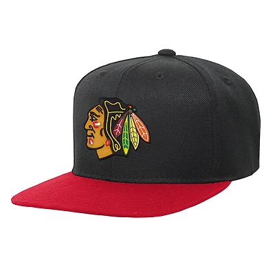 Casquette Snapback bicolore pour jeunes Mitchell & Ness, noir/rouge, Chicago Blackhawks Core Team