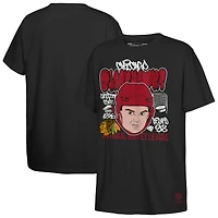T-shirt caricatural noir Mitchell & Ness Connor Bedard des Blackhawks de Chicago pour jeunes