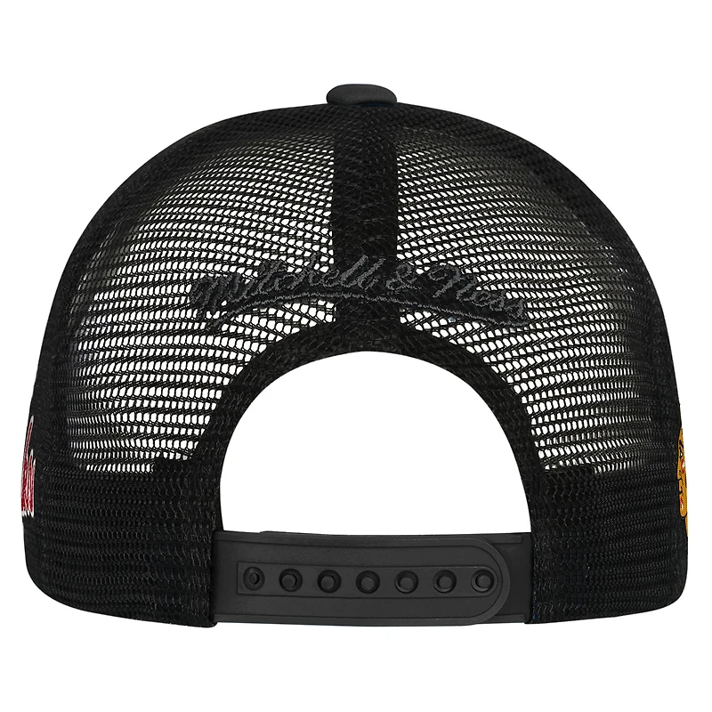 Casquette de camionneur ajustable Mitchell & Ness blanche pour jeunes, mascotte des Blackhawks de Chicago