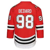 Maillot réplique du centenaire anniversaire de Connor Bedard, joueur junior, rouge, des Blackhawks Chicago (Outerstuff).
