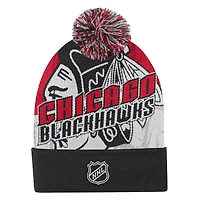 Youth Outerstuff  Red Chicago Blackhawks New Edge Cuffed Knit Hat with Pom