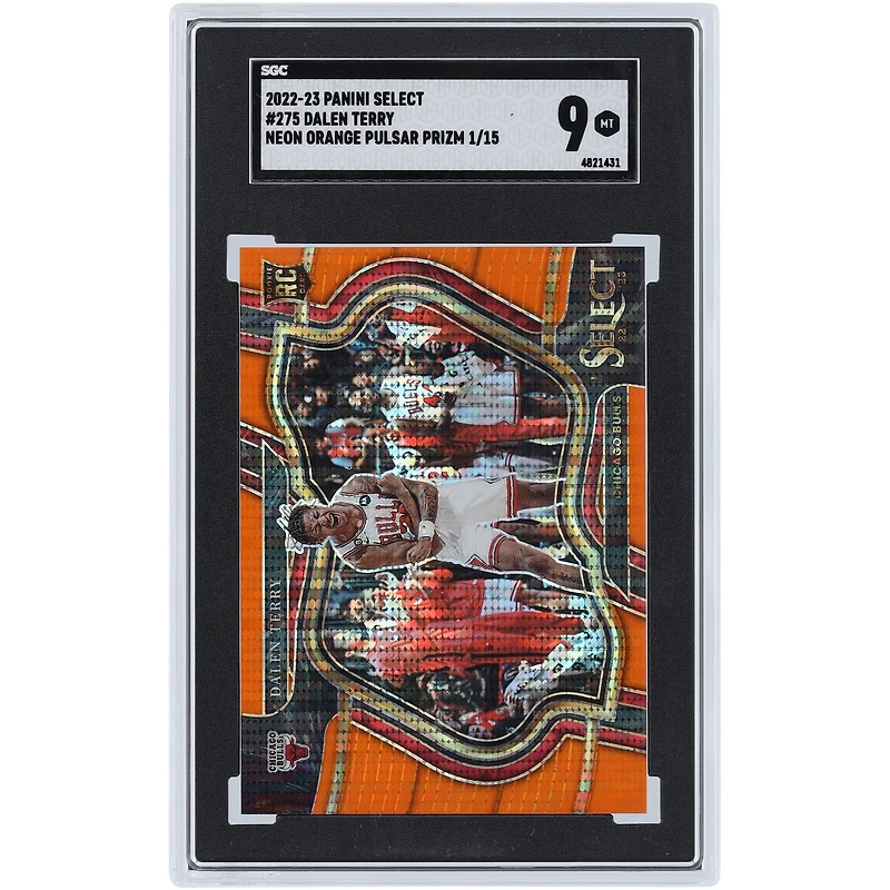 Dalen Terry Chicago Bulls 2022-23 Panini Select Orange Pulsar #275 #1/15 SGC Authenticated 9 Rookie Card