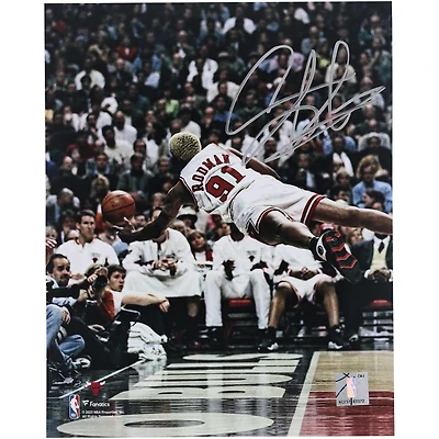 Dennis Rodman Chicago Bulls Autographed 8" x 10" Diving Photograph - Signed in Silver