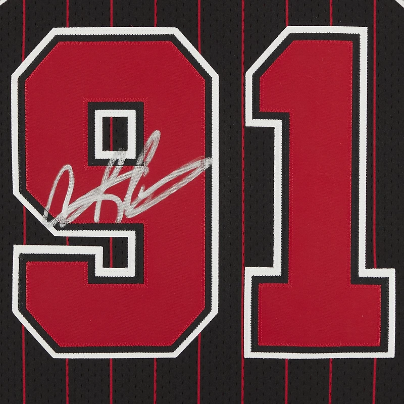 Maillot authentique Mitchell & Ness noir autographié de Dennis Rodman, Chicago Bulls, 1995