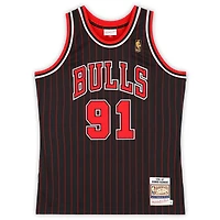 Dennis Rodman Chicago Bulls Autographed Black Pinstripe Mitchell & Ness 1996-97 Authentic Jersey