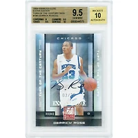 Carte de recrue autographiée de Derrick Rose (Chicago Bulls), édition spéciale 2008 Donruss Elite Extra Turn of the Century, n° 198, n° 03/25, authentifiée BGS 9,5/10 (sous-notes : 9, 9,5, 9,5, 10).