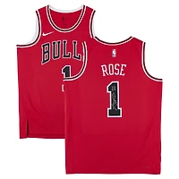 Maillot Swingman Nike Icon Edition rouge autographié par Derrick Rose des Chicago Bulls avec inscription « MVP 2011 »