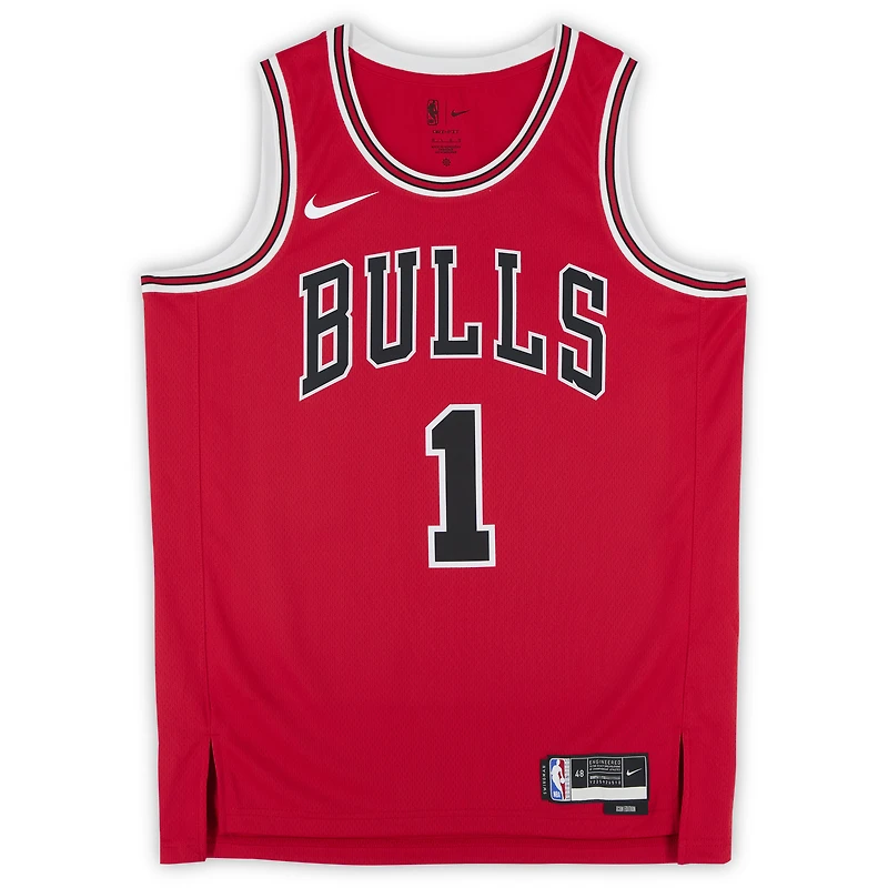 Maillot Swingman Nike Icon Edition rouge autographié par Derrick Rose des Chicago Bulls avec inscription « MVP 2011 »